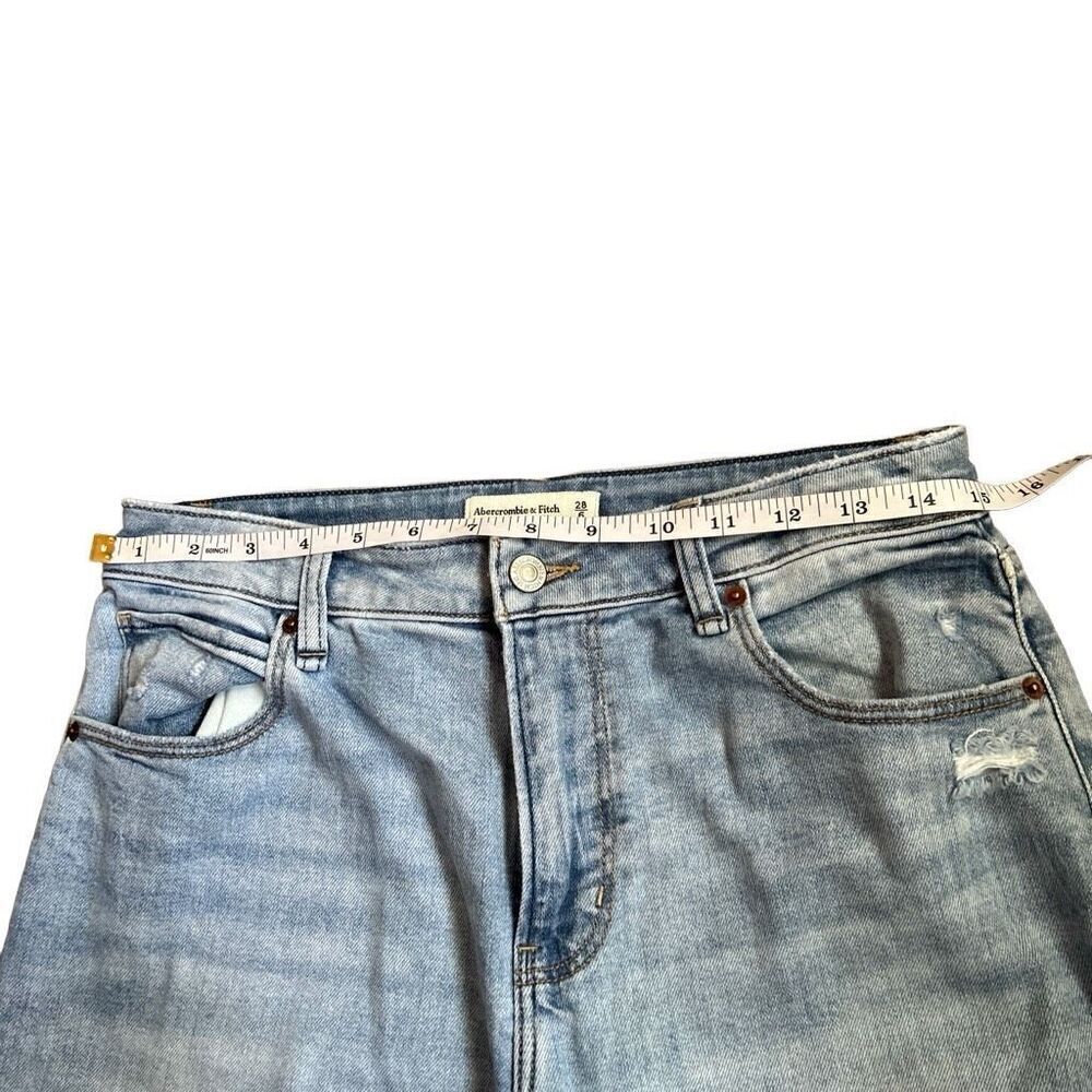 A&F Light Wash Distressed Women’s Jeans - Casual Straight Leg - Picture 4 of 5